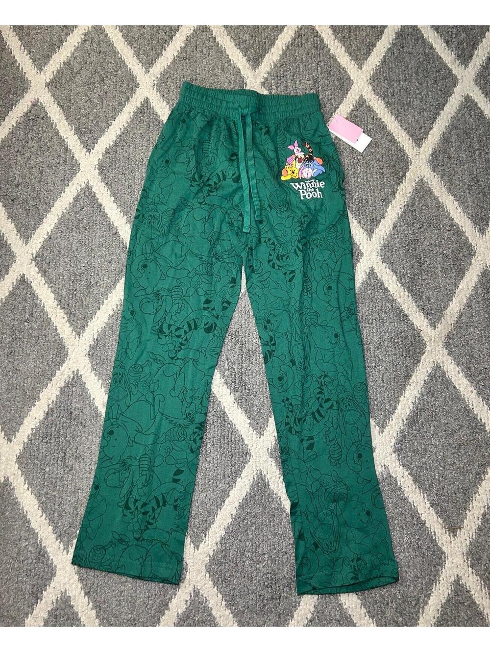 Disney Winnie the Pooh + Friends Cozy Graphic Lounge Pants Green DRAWSTRING XXS